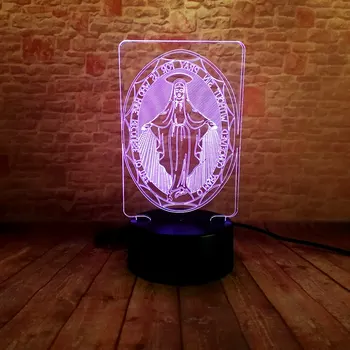 

Flash Blessed Virgin Mary Figure Model 3D Illusion Led Lamp Colorful Touch Nightlight Lighting Luminous Toys