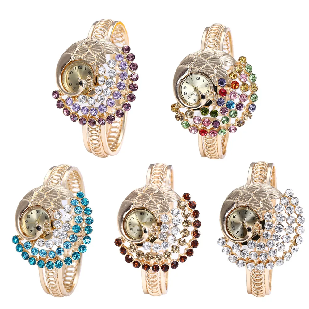 

Women Wrist Watch Round Full Diamond Bracelet Analog Quartz Movement Womens watches Fashion Watch 2019 Relogio Feminino