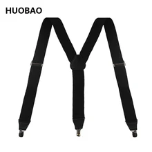 Новые мужские Регулируемые 3,5 см широкие 3 зажимы Y-Back оверсайз 120 см черные из натуральной кожи подтяжки для мужчин s