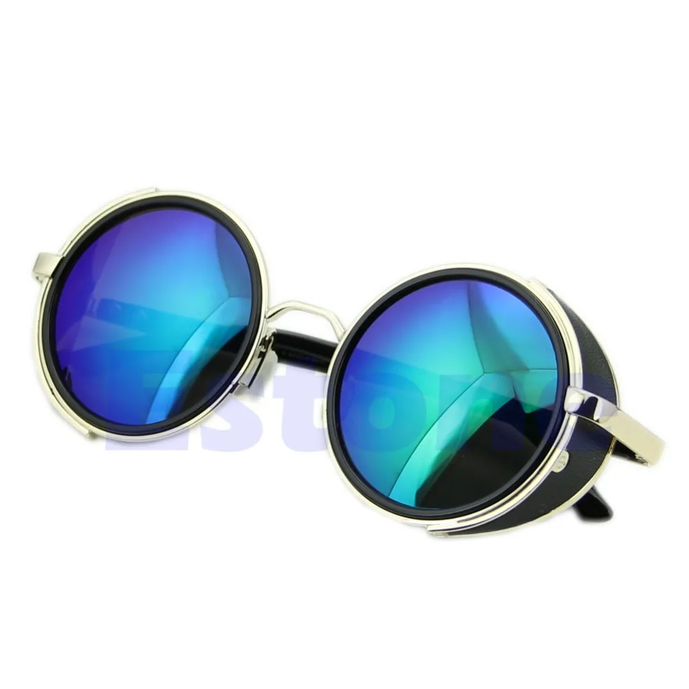 Black Steampunk Glasses Cyber Round Retro Goggles Vintage Blinder Sunglasses UK 