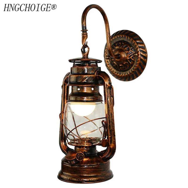 

Vintage LED Wall Lamp Retro Kerosene Wall Light Barn Lantern European Rustic Antique Style