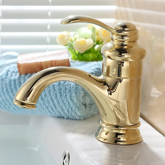 Solid Br Gold Plated Water Tap Bathroom Faucet Single Hole Solid Br Gold Plated Water Tap Bathroom Faucet Single Hole Sink Torneira