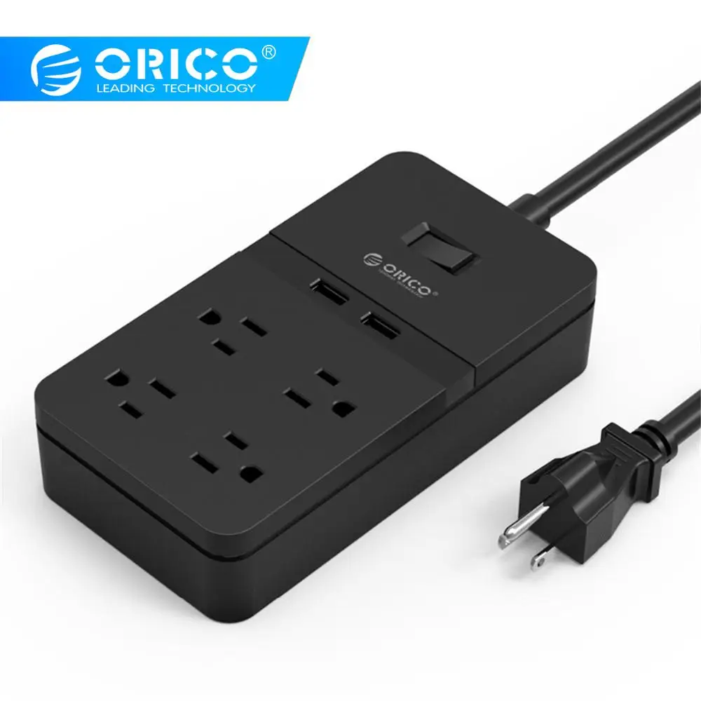 

ORICO USB Power Strip USB Socket 4 AC Outlets 2 USB Charging Ports Surge Protector 5V2.4A USB Output Smart Plug