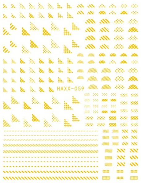 Hanyi серии геометрические треугольные HAXX-54-59 стикеры 3D на ногти nail Art переводная наклейка шаблон diy Инструменты для ногтей украшения - Цвет: HAXX-59 Gold