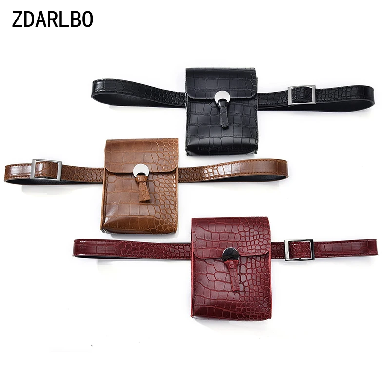 

ZDARLBO Crocodile Pattern PU Women's Shoulder Crossbody Waist Bag Handy Belt Fanny Pack New Retro Female Bananka Waist Pack