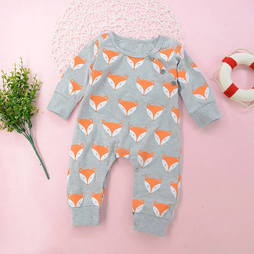 

Cute Newborn Infant Baby Girl Boy Fox Print Warm Romper Jumpsuit Fashion Clothes Erkek Bebek Tulum Bebek Giyim Roupa Infantil