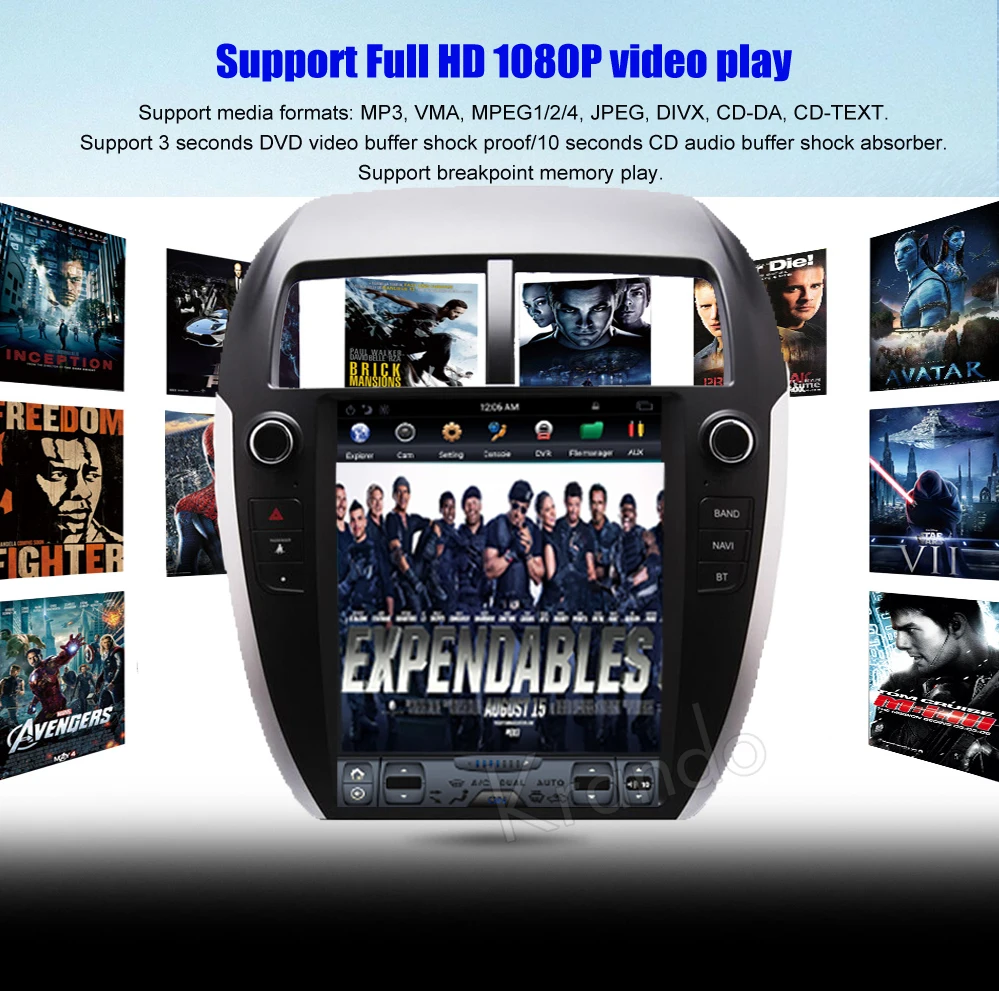 Krando 10.4 '' Vertical screen android car radio multimedia for MITSUBISHI ASX RVR Outlander Sport 2010-14 big screen navigation with gps system