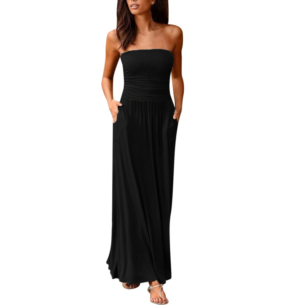 casual strapless maxi dress