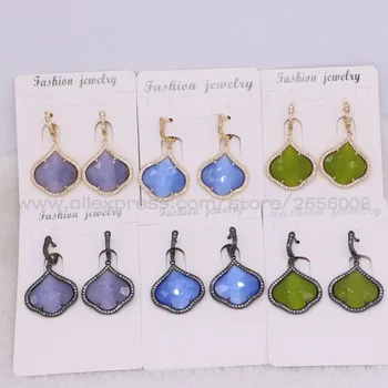

6Pairs Mix colors faceted Flower Crystal stones drop earrings Colorful dangle earring Trendy jewelry for women 2449