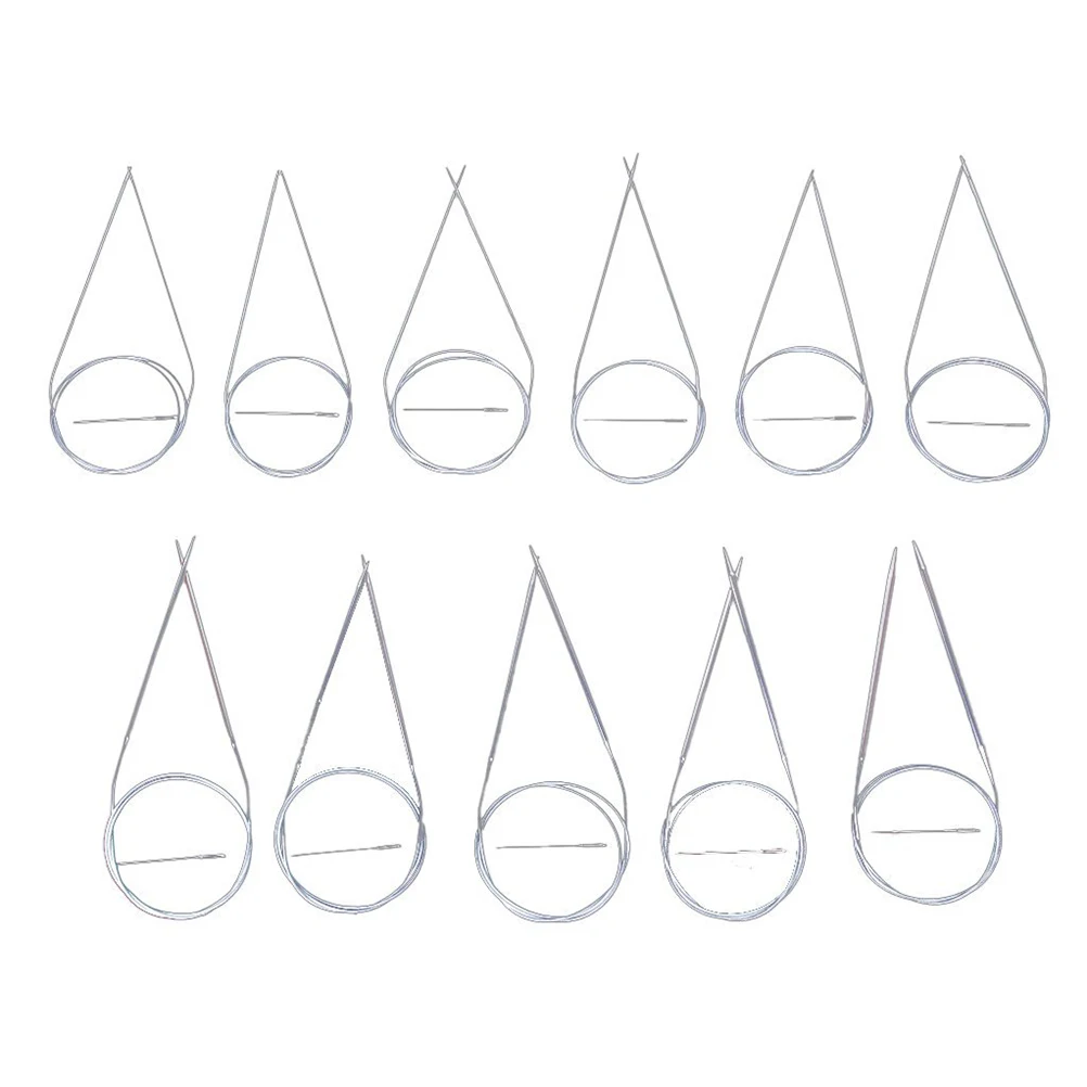 

11 Sets of 80cm Professional Plastic Tube Circular Knitting Needles Crochet Needles Size 6mm to 11mm (Silver)