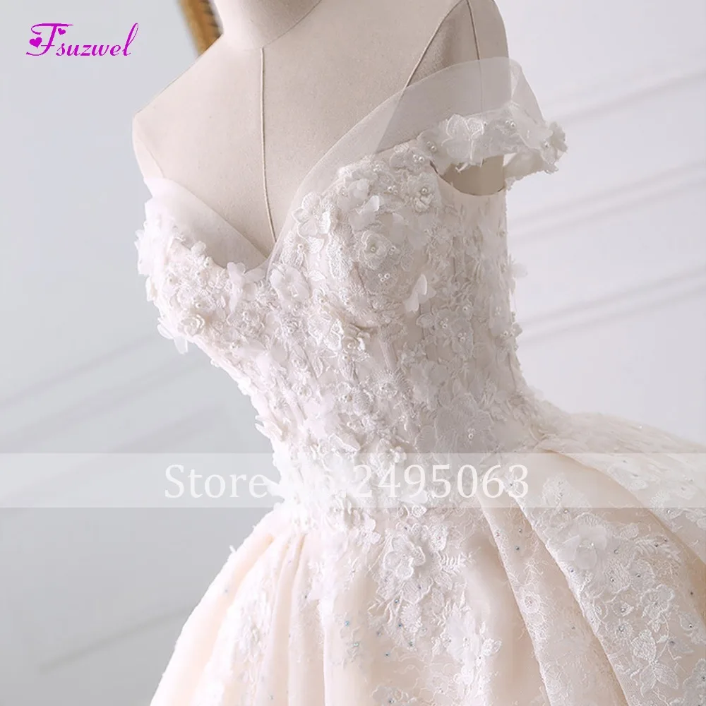Vestido de Noiva Appliques Lace Flowers Princess Wedding Dresses 2022 Sweetheart Neck Pearls Royal Train Ball Gown Bridal Dress wedding dresses