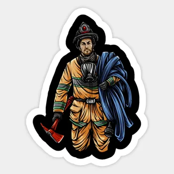 

1Pcs Firefighter Illustration - Fire Department Hero PVC Car Sticker For Luggage Guitar