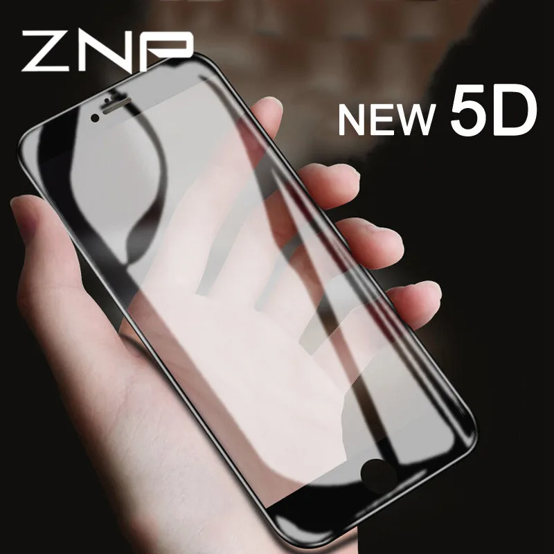 Beste ZNP Beschermende Glas op de Voor iPhone 6 6 s Plus Gehard Screen Protector 5D Gebogen Rand Glas Voor iPhone 8 7 Plus X Film