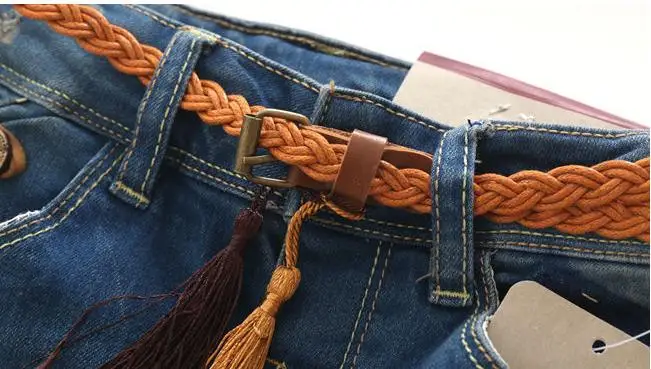 Новое поступление для маленьких девочек Демисезонный джинсы Модная одежда для девочек потертые обтягивающие джинсы детские длинные брюки с поясом