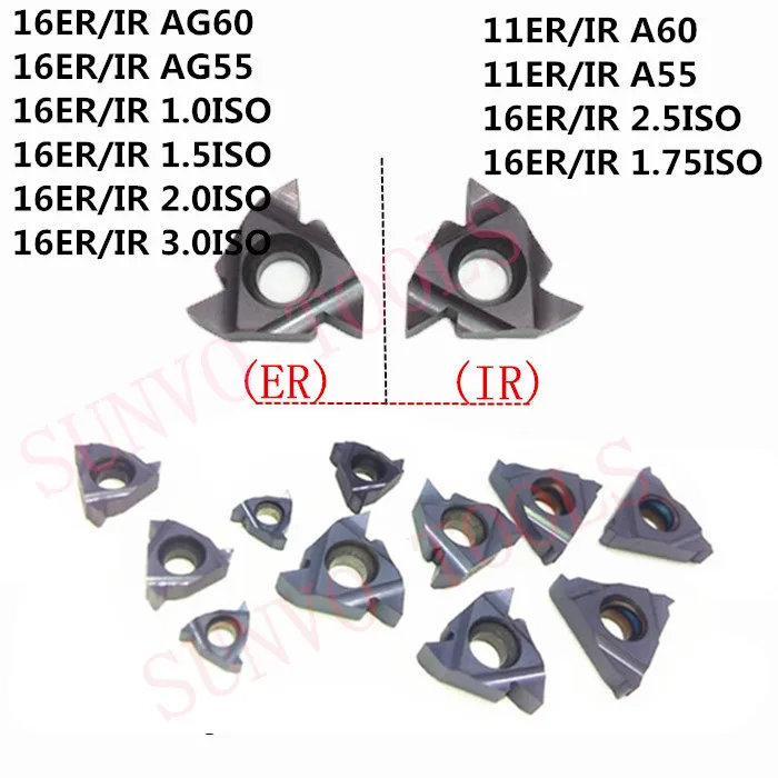 

20PCS MMT 16ER 11ER 11IR 16IR AG55 AG60 Threaded Inserts Indexable Tungsten Carbide Threading Lathe Inserts for Threaded Lathe
