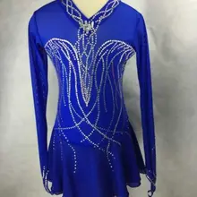 Катание костюмы женщины ice skating dress синий пользовательские фигурному катанию одежда для рисунок горячая одежда костюмы