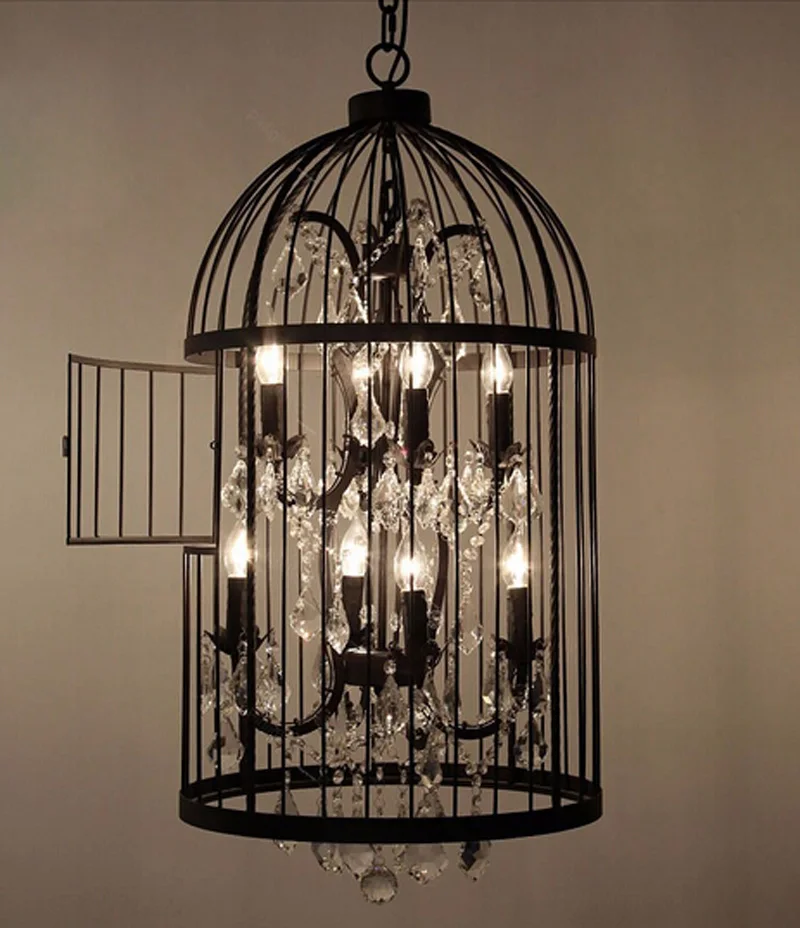 Retro-Lamparas-Black-Decor-American-Vintage-Industrial-Bird-Cage-Pendant-Light-With-Crystal-Ornaments-Nordic-Birdcage117