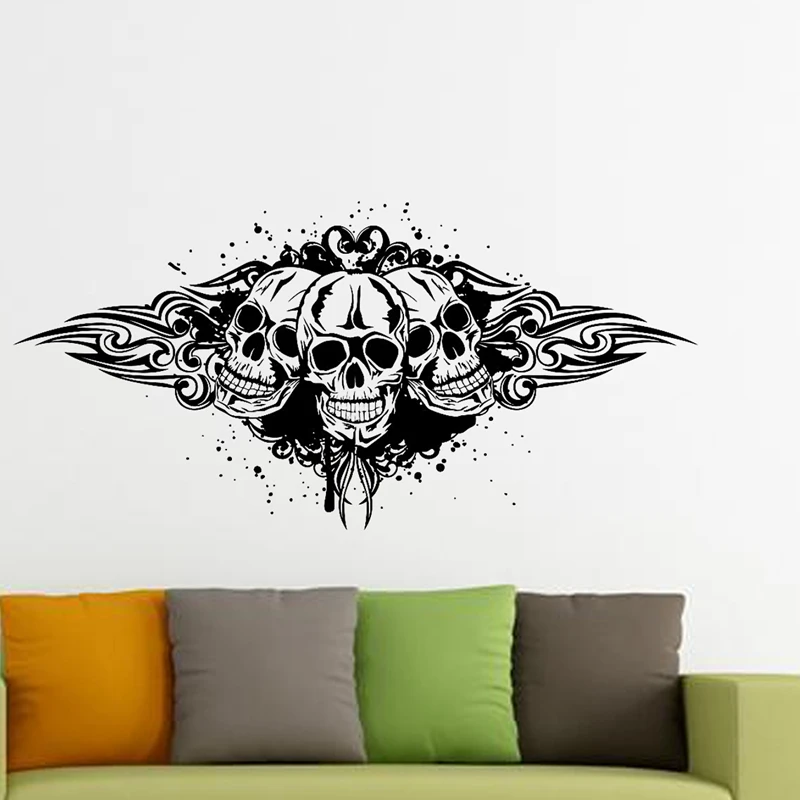 DCTAL Skull Halloween Pistol Anchor Pirate Sticker Punk Death Decal Devil Poster Name Car Art Wall Decals Parede Decor Mural
