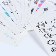 40 шт./лот Водные Наклейки для ногтей ювелирные изделия перо цветок черный микс дизайн наклейки для художественное оформление ногтей для маникюра кончиков ногтей SASTZ608-658