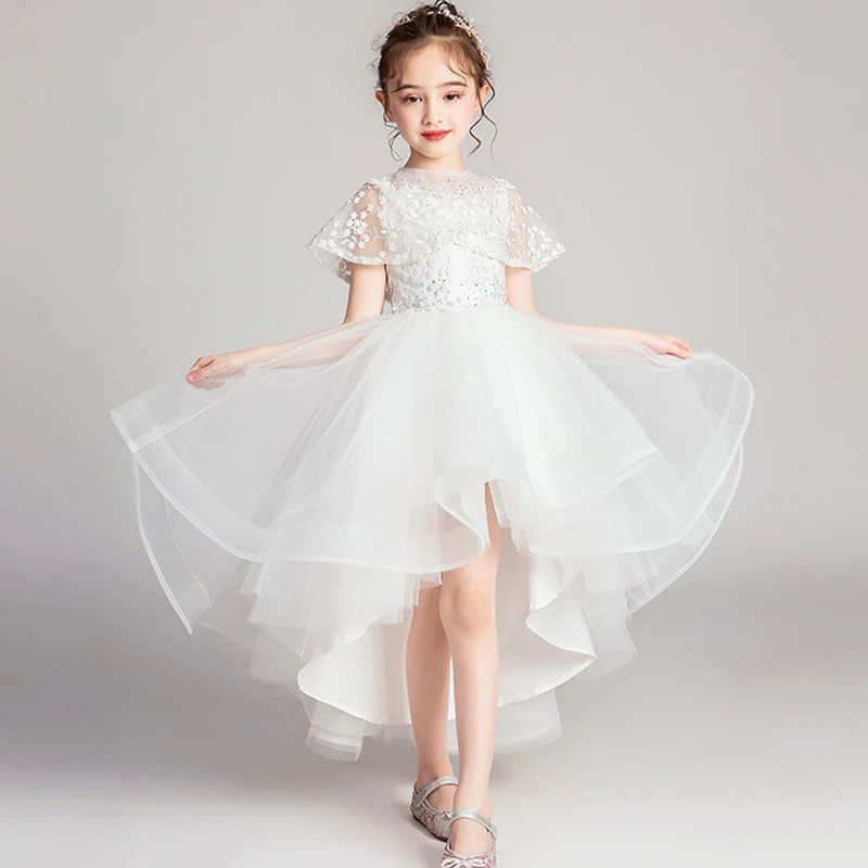

High Quality Lace Appliques Beading Ball Gowns Beading Length Pageant First Communion girls formal wedding party dress