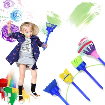

4Pcs Set Children Drawing Toys Spinning Sponge Brush Children's Painting Toys Interesting DIY Painting for Baby Kids Boys Girls