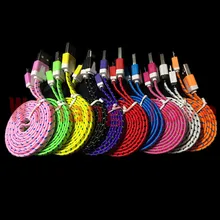 200 шт./лот Нейлоновая Ткань Плетеный плоский micro 5pin usb кабель для samsung s3 s4 s6 s7 для htc