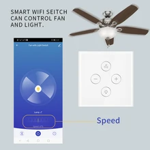 ЕС/Великобритания Tuya Smart Life WiFi умный потолочный вентилятор светильник переключатель приложение пульт дистанционного управления таймером скорость Совместимость с Alexa и Google Home