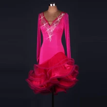 Latin Dance Dress Women New Long Sleeve Latin Competition Dancing Costume Lady's Rumba Sumba Chacha Latin Dresses latin dance costume sexy senior ice silk short sleeves latin dance dress for women latin dancing dresses 3kinds of colors