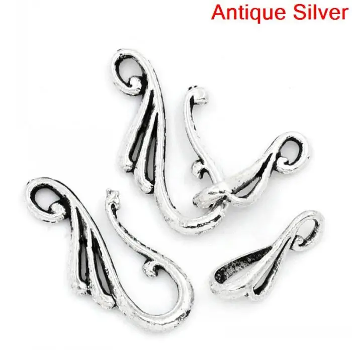 

DoreenBeads Toggle Clasps Hook Antique Silver 25.5x12mm 16x8mm,50 Sets
