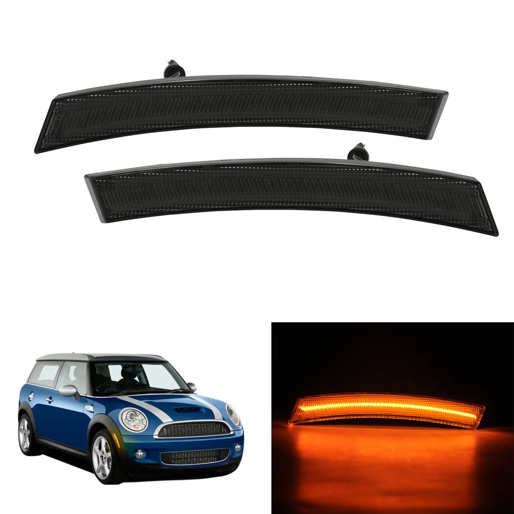 

2PCS Smoke Lens Front Amber LED Side Marker Light For MINI Cooper R50 2002-2006 R52 2004-2008 R53 Covertible turn signal light