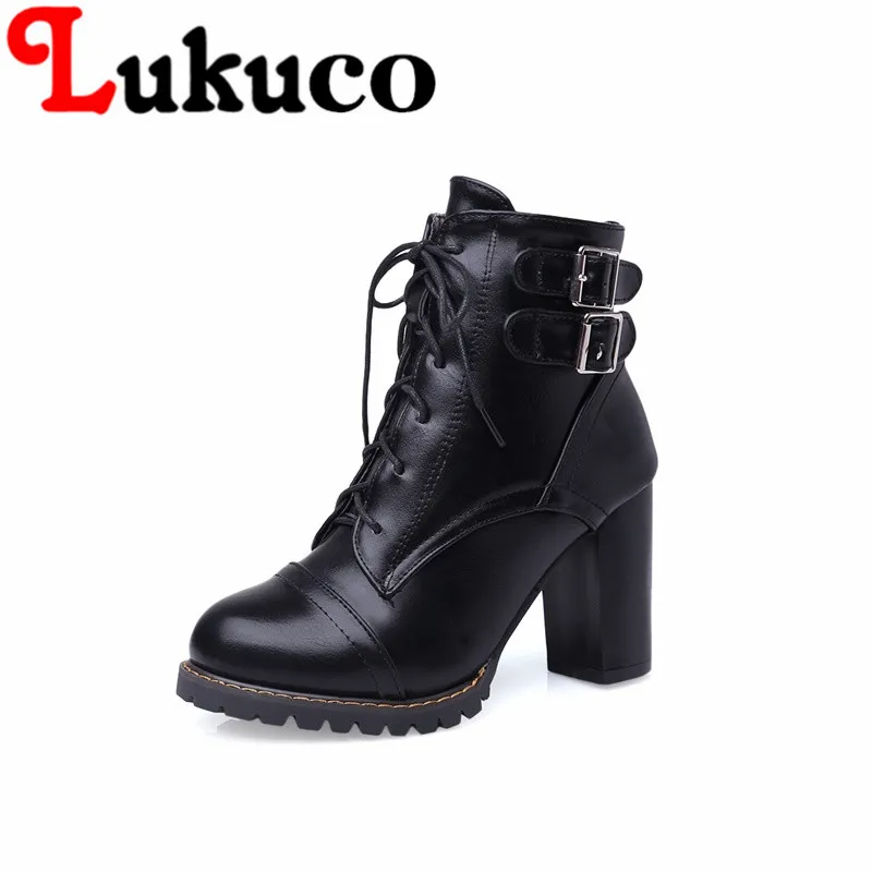 Lukuco весна/осень ботильоны с пряжкой дизайн 40 41 42 43 44 45 46 47 Супер Высокий каблук