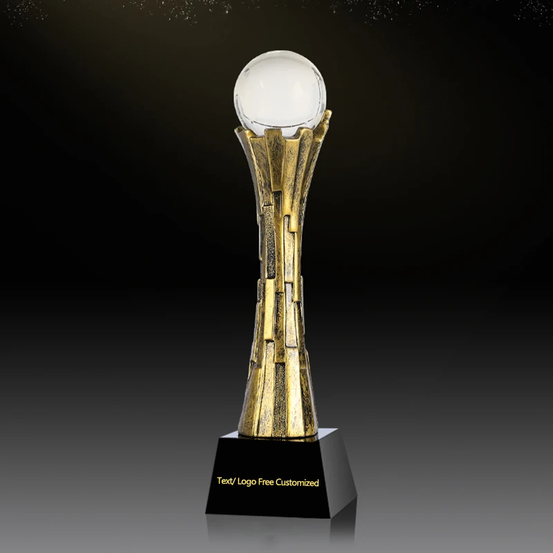 RTAT0031 Customized New Design Glorious Clear Crystal Ball Enterprise Club Business Resin Coppery Trophy Cup Souvenir Gift |