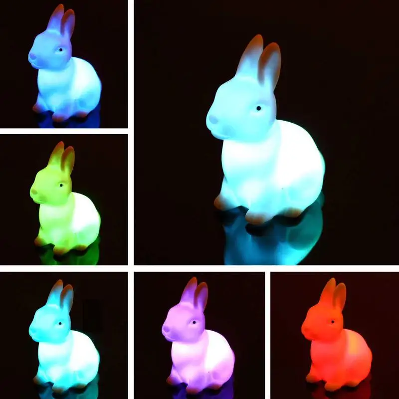 

MINI LED Cartoon Night Light Rabbit Decoration Lamp 5 Color Changeable Night Lamp For Baby Children Kids Gift Bedroom Lights