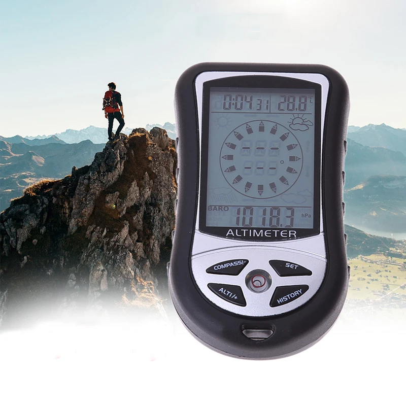 1PCS outdoor climbing handheld electronic altimeter 8 in 1 function