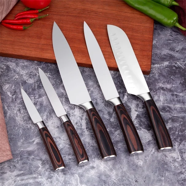 Mokithand 5pcs Kitchen Knife Set Professional Japanese Chef Knives 7CR17 High Carbon Stainless Steel Meat Santoku Paring Knife - Цвет: 5pcs Each Set