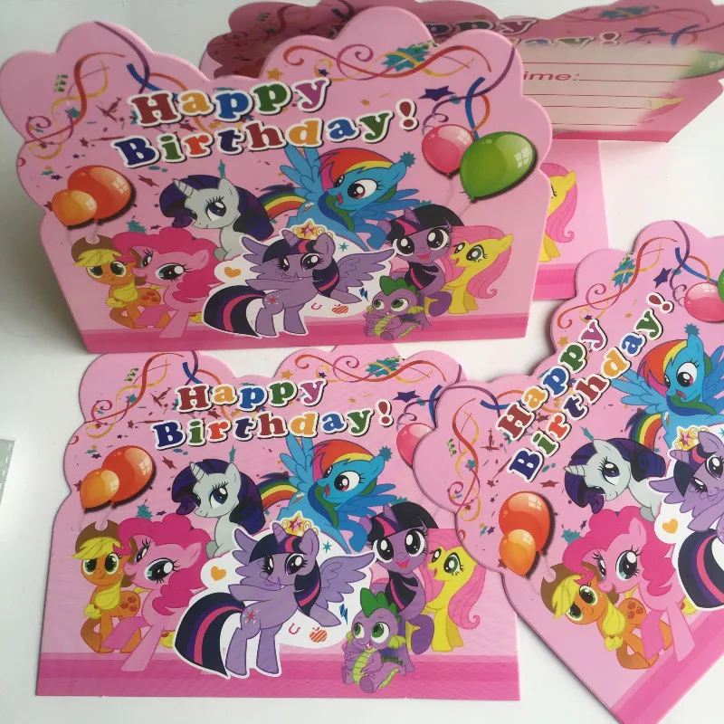 

10pcs Cute Little Pony Iviting Cards Cartoon Card Birthday Party Wedding Party Inviting For Kids Boy Girl Birthday Party