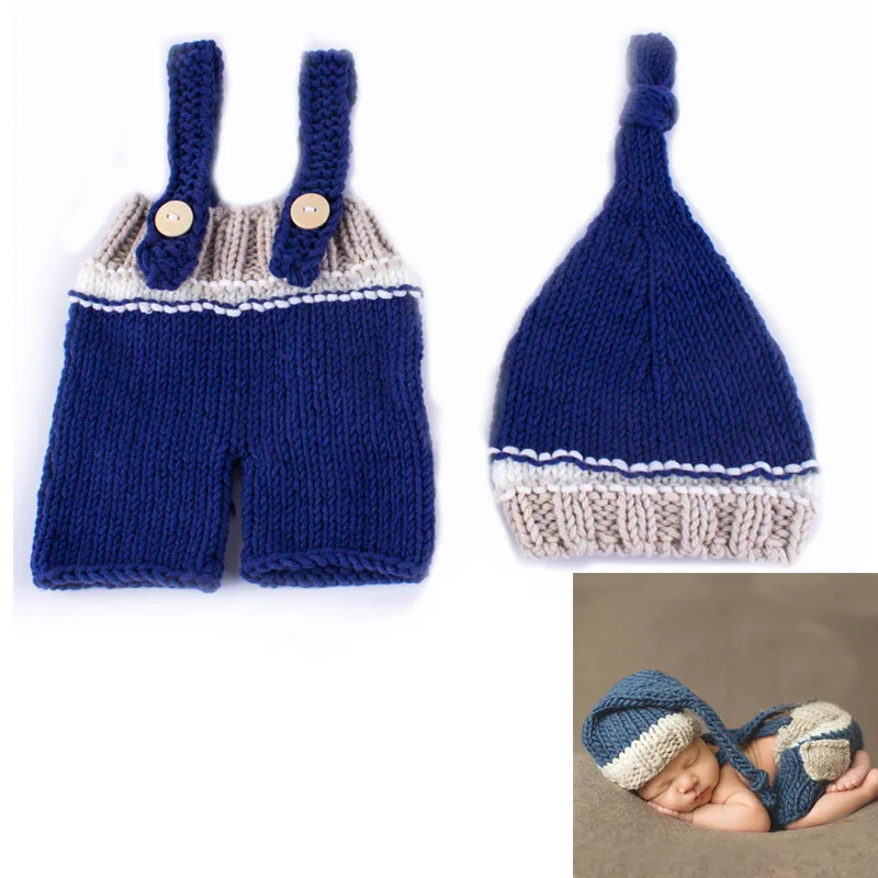 Так мило! Мягкая Милая вязаная крючком Одежда для новорожденных Детская шляпа детская шапочка реквизит для фотосессии новорожденных от 0 до 4 месяцев - Цвет: G BeiDaiNavyBeige