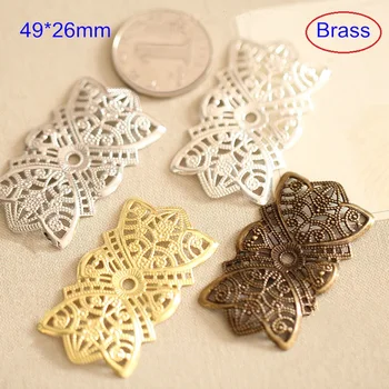 

30 PCS Brass Bowknot Connector 49*26mm Filigree Brass Stamping Bowknot,Ornate Brass Jewelry Findings - Free Shipping