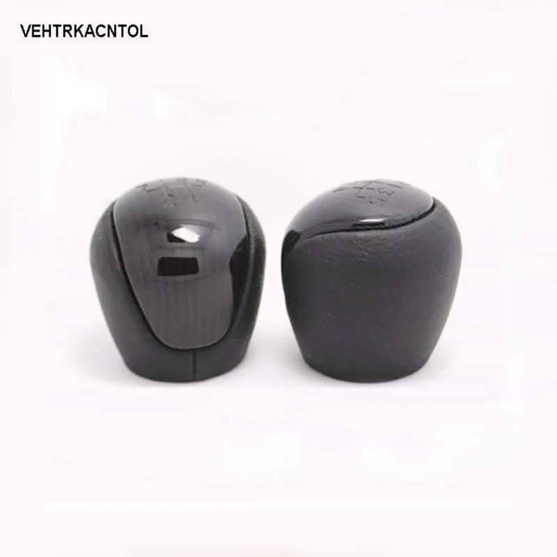 

VEHTRKACNTOL Black Gray Leather Manual Transmission Gear Shift Knob For Hyundai Elantra I30 For Kia Forte Soul
