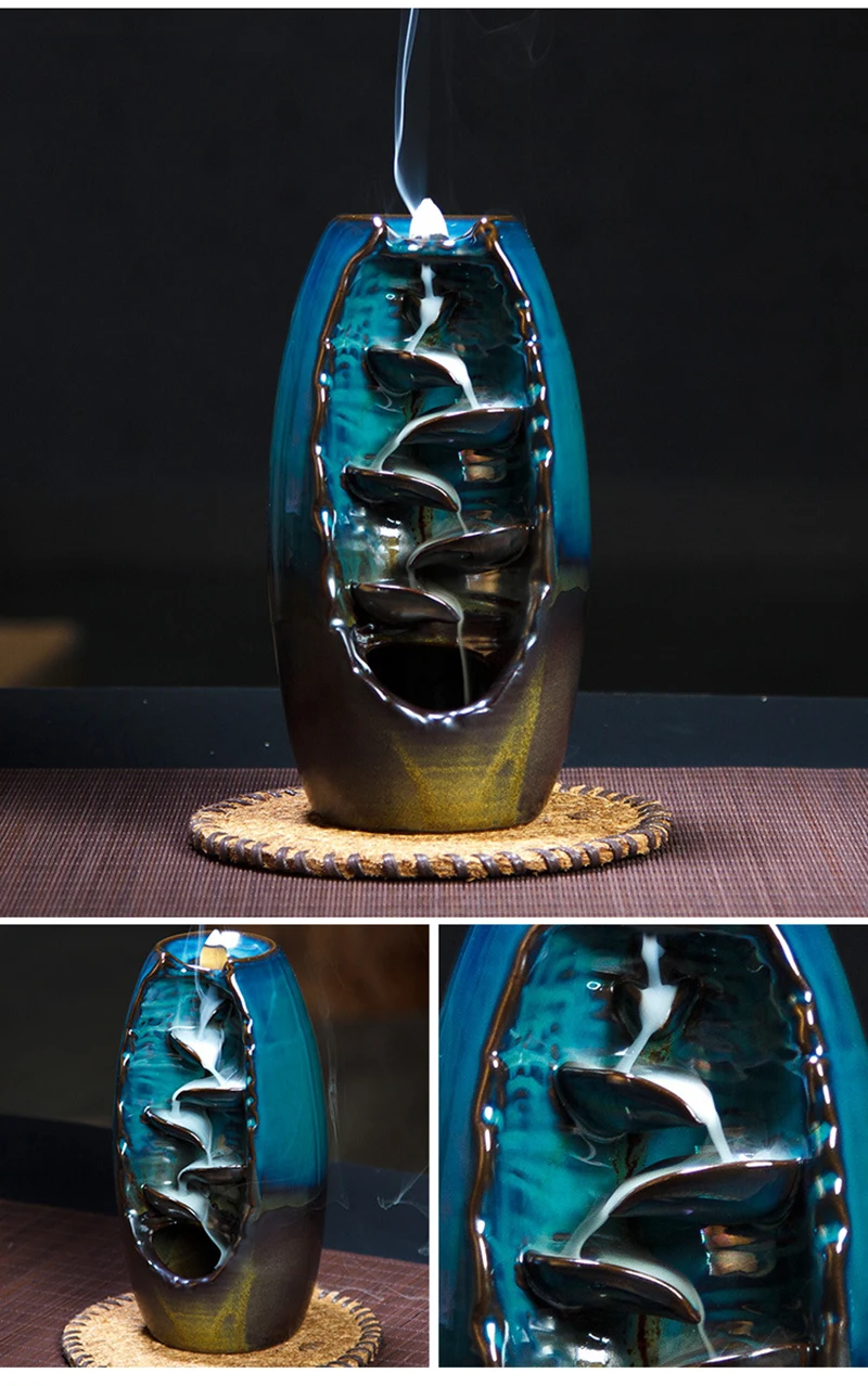 Blue and brown, free giving 10 incense cones -