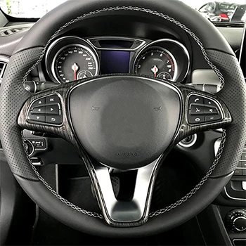 Для Mercedes Benz A B C E GLA GLC CLA GLE GLS Class Vito W176 W246 W205 W213 X156 C117 W639 наклейки на руль автомобиля - Название цвета: Wooden looking