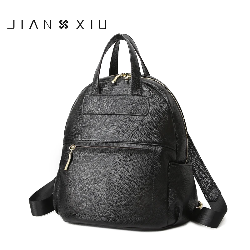 Women Backpack School-Shoulder-Bag Teenage-Girls Genuine-Leather JIANXIU Youth for Female