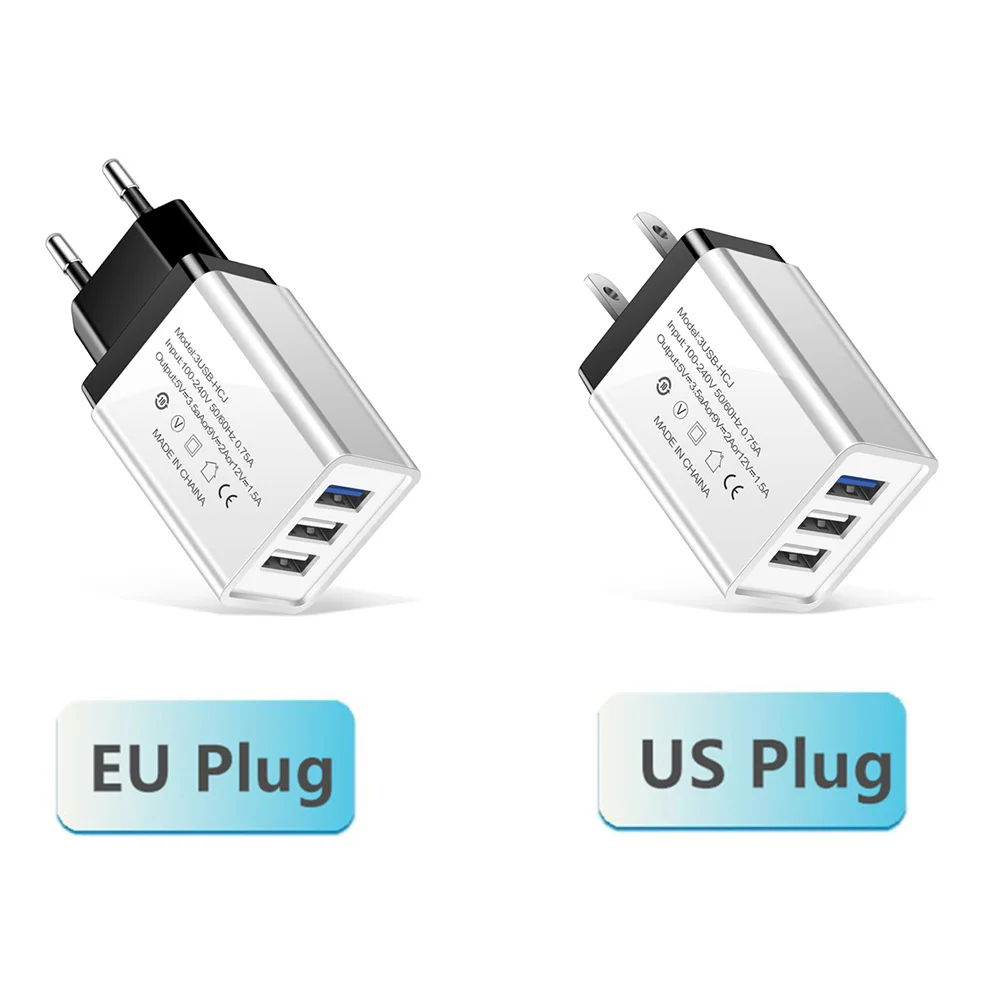 USB зарядное устройство EU US Plug 3 порта Быстрая зарядка мобильного телефона зарядное устройство для iPhone X samsung Xiaomi huawei дорожное зарядное устройство