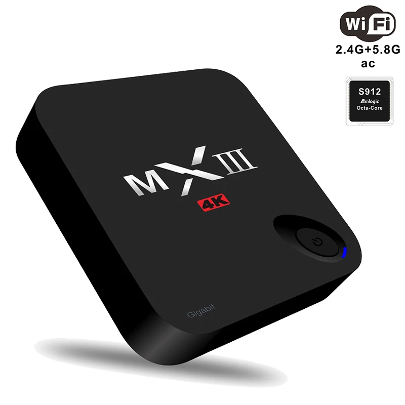 

MXIII-G Amlogic S912 Octa Core Android 6.0 TV BOX 1000M LAN 2GB/16GB 2.4G/5.8GHz WiFi Bluetooth 4.0 H.265 UHD 4K 2K MXIII G MX3