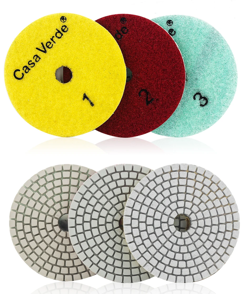 DC-AWS3PP01 3 inch premium quality dry and wet 3 step diamond polishing pads 80mm for stone, marble and granite