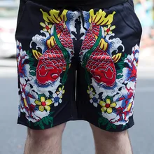 Новые мужские плюс Размеры свободные с принтом рыбы шорты мужские летние пляжные короткие каникулы Рубашки домашние мужские бермуды