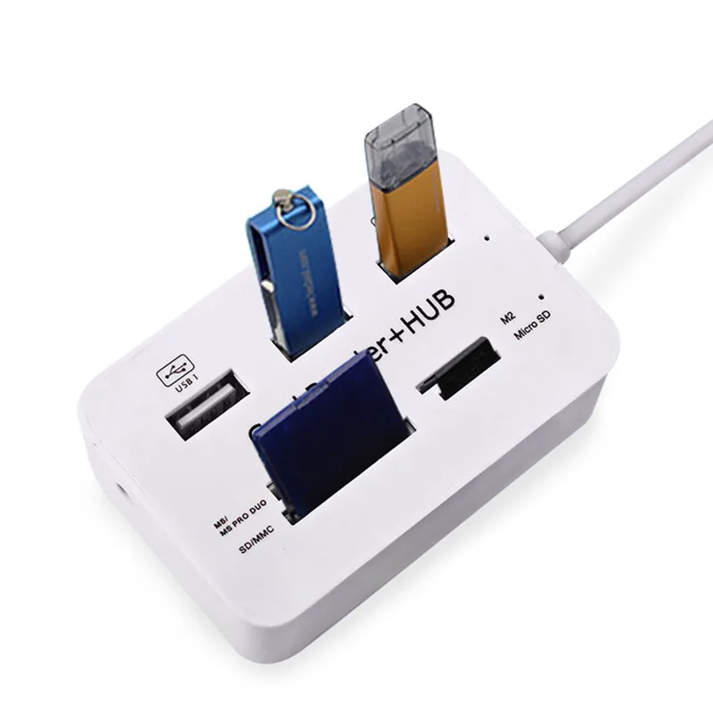 Binful нескольких USB 2.0 HUB 3 Порты Card Reader USB разветвитель 480 Мбит/с USB Combo все в одном для MS, m2, SD/MMC, TF Портативный портативных ПК