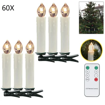 

60pcs/pkg Electronic Christmas LED Candle flickering light Xmas Tree Party Home Decor with Remote Control