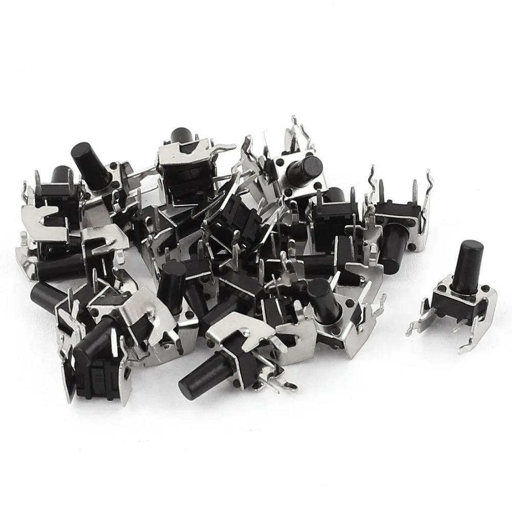 25 Pcs 6x6x10mm PCB Mount Momentary 2Pin Right Angle Push Button