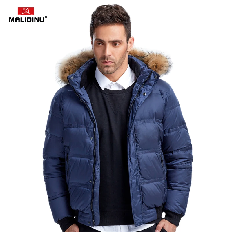 

MALIDINU 2017 Fashion Men Down Jacket 70%White Duck Down Winter Thick Down Coat Brand Winter Jacket Fur Collar Free Shipping